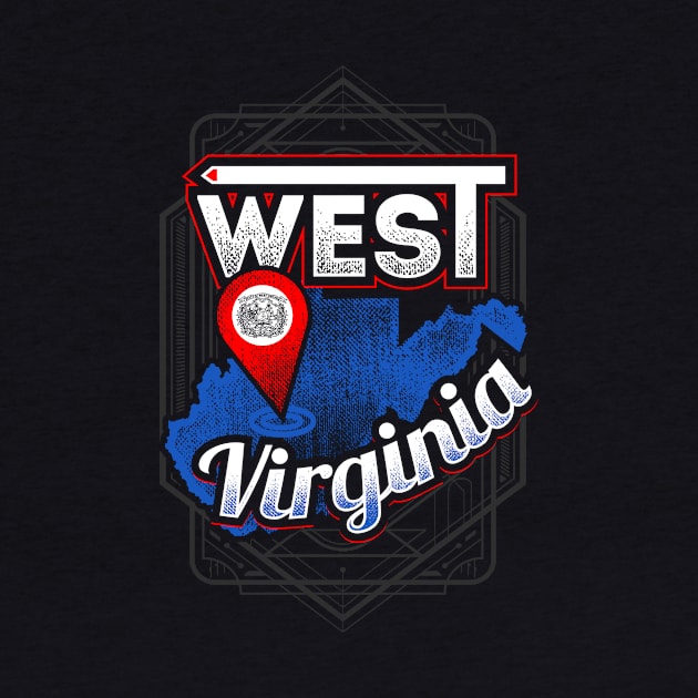 West Virginia State Blue Map Graphic by jaybeebrands